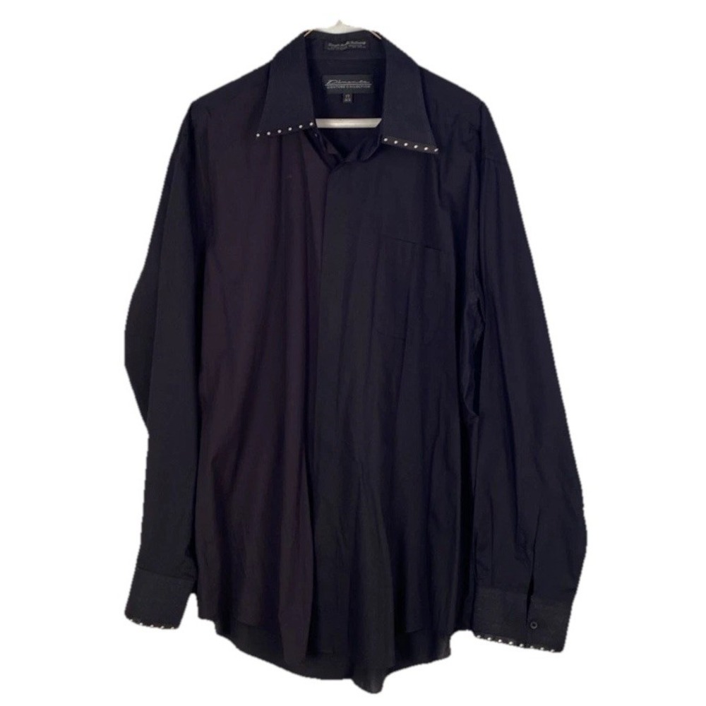Men's D'Amante‎ $60 Modern French Cuff Long Sleeve Dress Shirt L  17